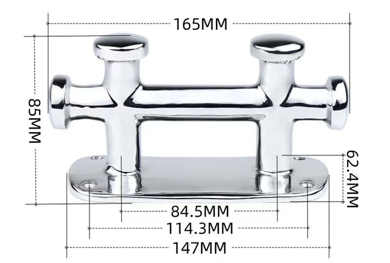 Double cross bollard size