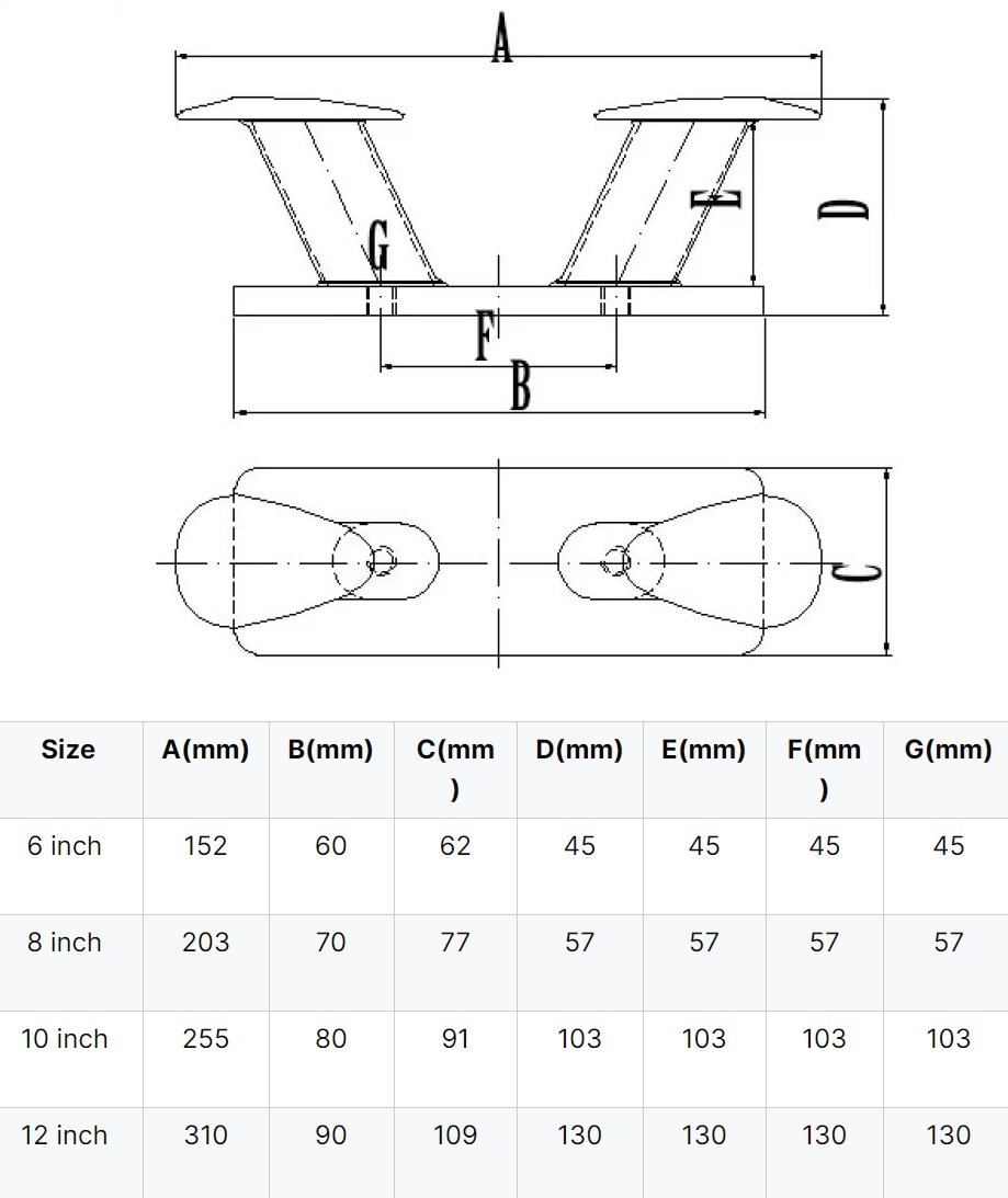 Twin Horn Mooring Bollard drawing