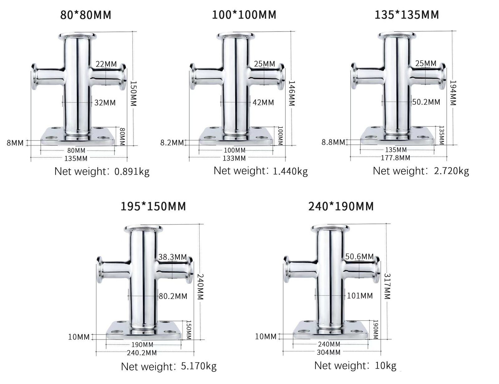 stainless steel bollard size