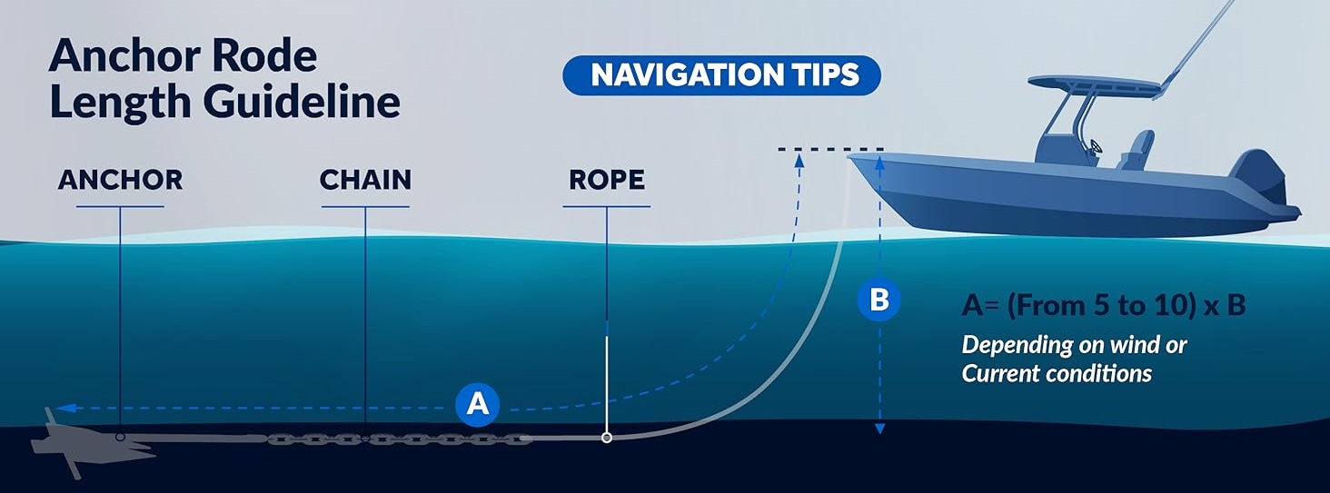 Anchor chain length calculation diagram based on water depth