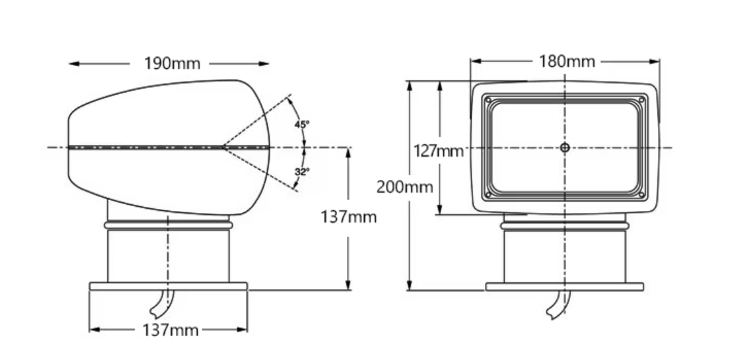 searching light size