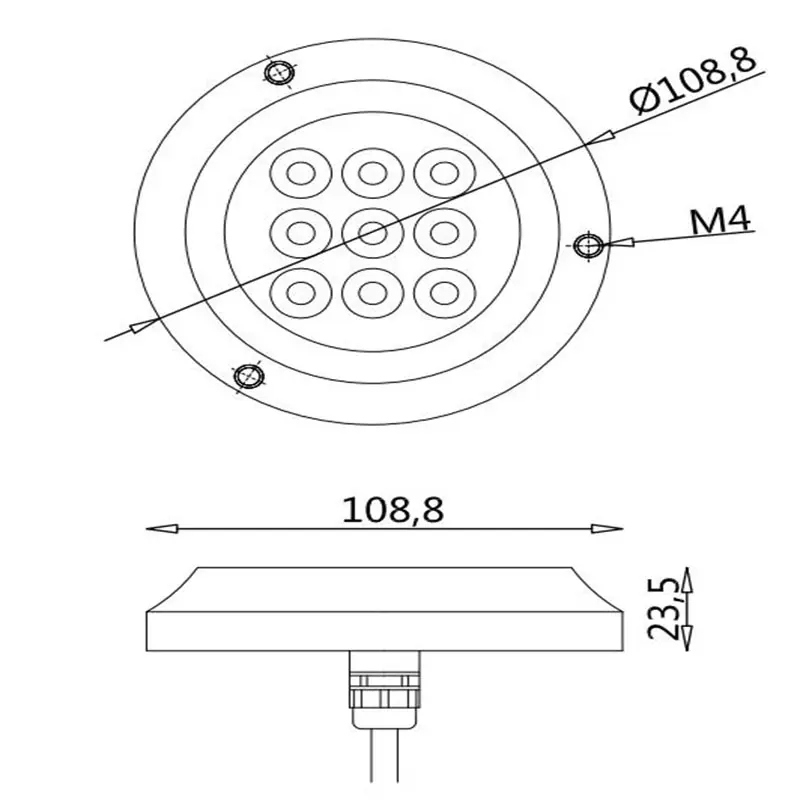 underwater light size